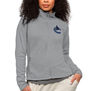 Women's Antigua Heather Gray Vancouver Canucks Primary Logo Course Full-Zip Jacket