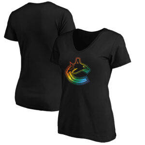 Women's Fanatics Branded Black Vancouver Canucks Team Pride Logo V-Neck T-Shirt