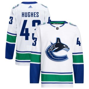 Quinn Hughes Men's adidas White Vancouver Canucks Away Primegreen Authentic Pro Custom Jersey