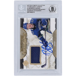 Brock Boeser Vancouver Canucks Autographed 2017-18 Upper Deck Ultimate Collection Future Legacy Relic #FL-BB Beckett Fanatics Witnessed Authenticated Rookie Card